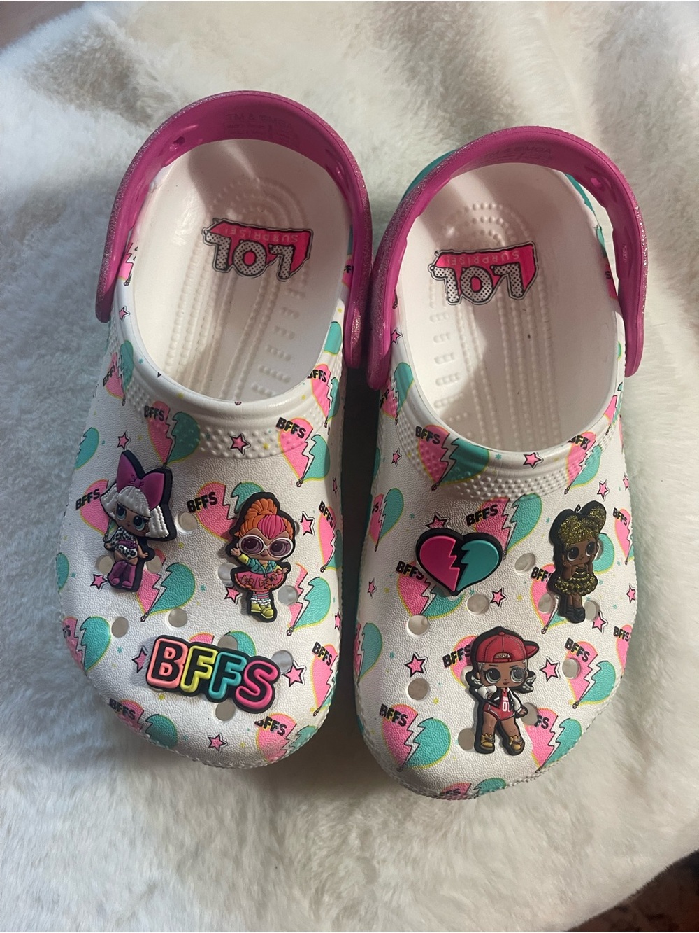 CROCS Kids White Pink Teal L.O.L. Surprise - Picture 2 of 8